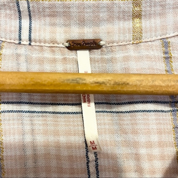 Free People Pink Plaid Oversized Button Down Shirt Womens Size Medium - Picture 9 of 10